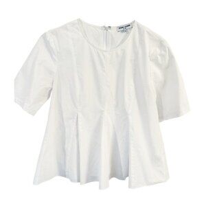 Opening Ceremony Womens Penn Pleated Short Sleeve Blouse White Size 6